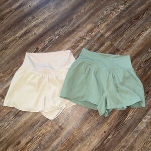 Elegant Women's Cream and Green Skorts